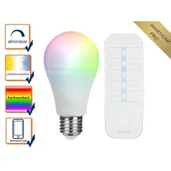 Smartwares LED Birne SmartHome Pro 7W E27 opal 555lm RGBW Dimmbar Farbwechsel mit Fernbedienung