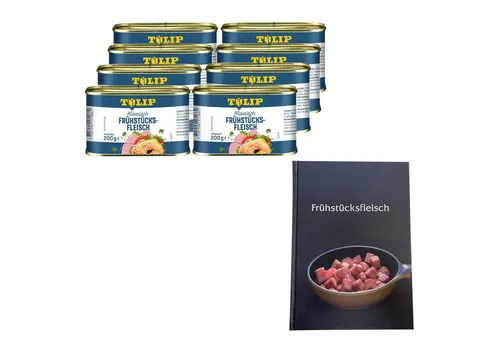 TULIP Wurstkonserve Frühstücksfleisch Schwein 10x 200g mit extra Kochbuch, 200 g, (Set, Mit Kochbuch), dänische Delikatesse