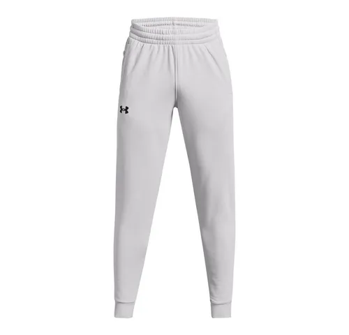 Under Armour Fleece Hose grau, S Herren - Lange Laufhose für Herren, aus weichem Fleece mit praktischem Kordelzug und Bündchen für optimalen Tragekomfort.