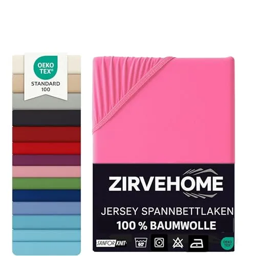 Spannbettlaken 180x200-200x200 cm - Jersey Spannbetttuch 100% Baumwolle - Komfort Bettlaken für Matratzen bis 25 cm Höhe, Spannbettlaken Farbe Magenta