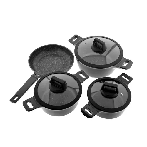 Tlg. Kochgeschirr Set 7-teilig Induktion - Koch- & Suppentöpfe, 7-teiliges Set aus Aluminium mit Antihaftbeschichtung, ideal für alle Herdarten inklusive Induktion.