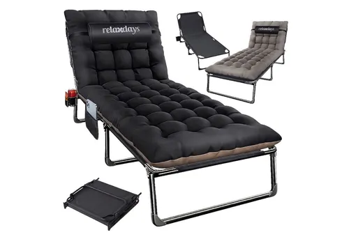 Relaxdays Campingbett klappbar mit Matratze und Nackenkissen