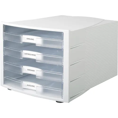 HAN Schubladenbox Impuls transparent 1013-63, DIN C4 mit 4 Schubladen - Schubladenboxen mit 4 herausnehmbaren Schubladen für optimale Ordnung. Transparente Gestaltung sorgt für schnellen Überblick und verhindert das Herausfallen der Schubladen.