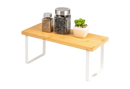 bremermann Küchenregal Gewürzregal, aus Bambus und weißem Metall, ca. 36 cm breit