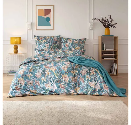 Estella Bettwäsche Estera, Mako-Satin, 3 teilig in blau von ESTELLA