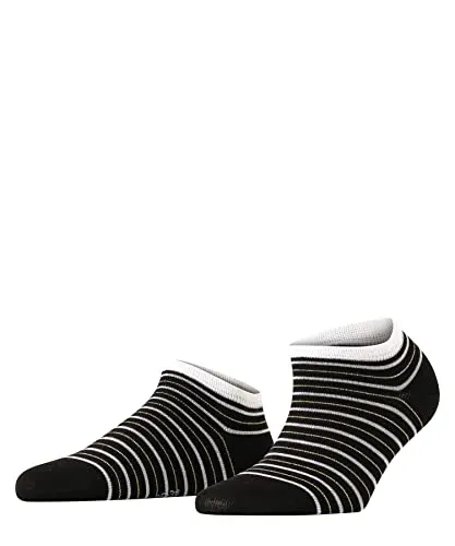FALKE Damen Sneakersocken Stripe Shimmer W Sn Baumwolle kurz gemustert 1 Paar, Schwarz Black 3000, 35-38