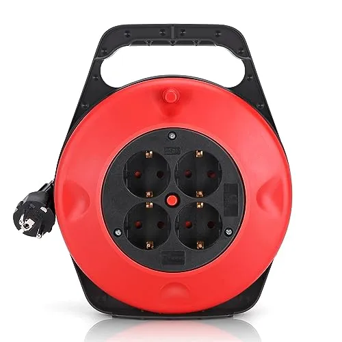 Aigostar Kabeltrommel 4-fach Kabelbox mit Steckdosen Thermoschutz-Schalter Leitungsroller für den Innenbereich, 10m