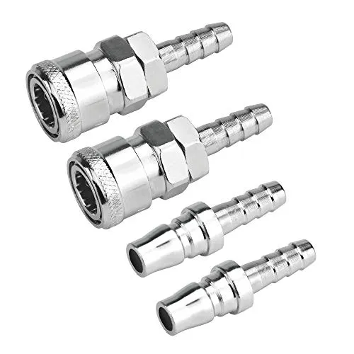 KLYNGTSK 4 Stück Schlauch Schnellkupplung 8mm Druckluftkupplung Kompressor Fitting Kupplungen Pneumatische Kupplungsstecker Schlauch Druckluftanschluss Luftschlauch Verbindungsstück Steckverbindungen
