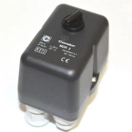 Aerotec 9063018 Druckluft-Druckschalter - Condor Druckschalter MDR 2, made in Germany, mit einstellbarem Abschaltdruck bis 12 bar, ideal für Kompressoranwendungen und vielseitige Nutzung durch 3 Abgänge.