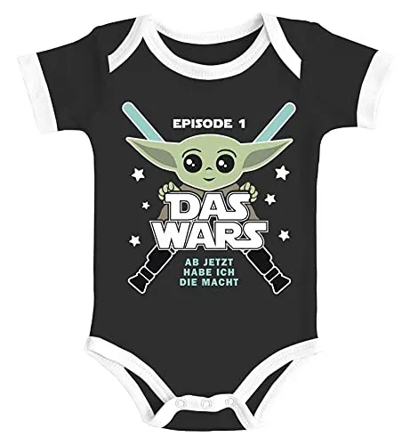 MoonWorks® Baby Body mit Spruch lustig Episode 1 Das Wars Jetzt habe ich die Macht Yoda Parodie Jungen & Mädchen schwarz-weiß 3-6 Monate