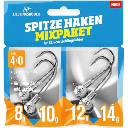 Lieblingsköder Spitze Haken 4/0 Mixpaket - 4 Jigköpfe