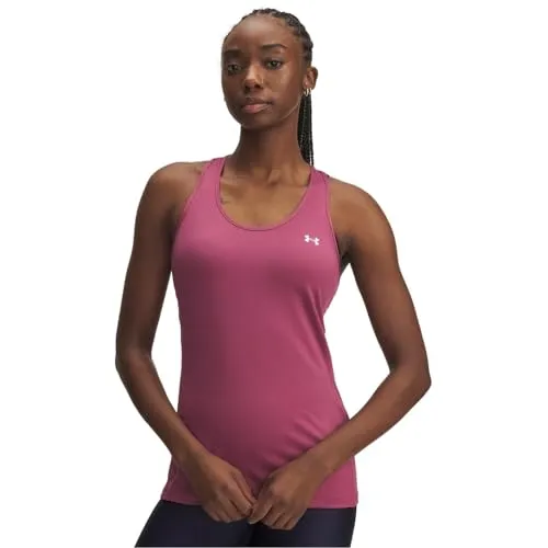 Under Armour Damen Tech Mesh Racer Tank - Fuchsia Dusk/White - XL - Leichtes und atmungsaktives Tanktop aus weichem Netzstoff für optimalen Tragekomfort beim Sport. Ideal für aktive Frauen, die Wert auf Funktionalität legen.