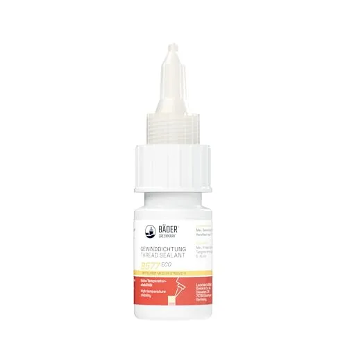 Lackfabrik Bäder Gewindedichtung B577 Eco Mittelfest Gelb 10ml – Anaerober Rohrdichtkleber, Gewindedichtung flüssig, Vibrationssicher, Kennzeichnungsfrei, Lebensmittelecht, Made in Germany