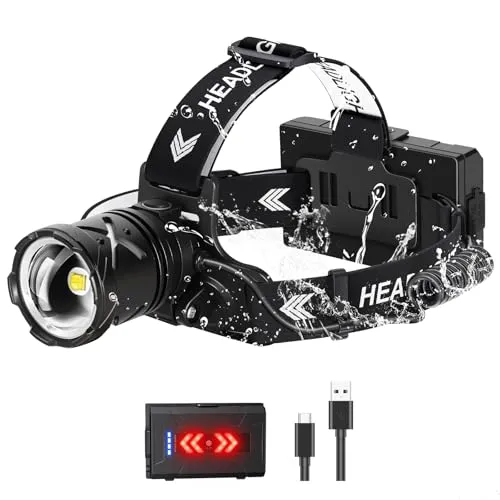 Spardar 120000 Lumen Stirnlampe mit 9000 mAh Akku – Ideal für Outdoor-Aktivitäten
