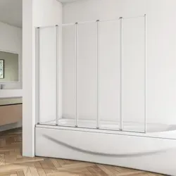 120x140 Badewannenaufsatz Faltwand Trennwand  Duschwand Duschabtrennung 5-teilig mattgrau - Transparent