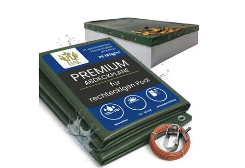 HAF Pool-Abdeckplane Abdeckplane 180g/m² Rechteck Sommer Winter Pool Plane (Poolabdeckung Rechteck, 1-St., in verschiedenen Größen erhältlich), aus verstärktem 180g/m² PE Material