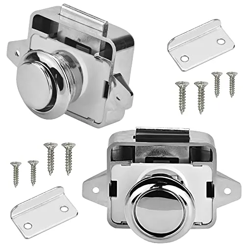 PERFETSELL Taste Catch Lock 15-18mm Möbelschlosser Möbelgriff 2 Stücke Push Lock Button schloss Wohnmobil Möbelschloss Verriegelung Schubladen Druckschloss Möbel Möbelverschluss für Schrank