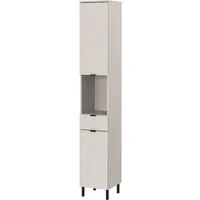 Germania Hochschrank Arcena 1393 - Badmöbel-Set in Kaschmir mit sanft schließenden Türen und Schublade, ideal für stilvolle Badezimmerorganisation.