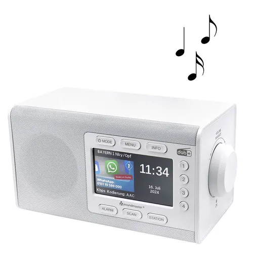 soundmaster DAB900WE DAB+ Empfänger - Weiß - DAB+ Empfänger mit 4,3 Zoll Bildschirm und Bluetooth-Konnektivität für kabellosen Musikgenuss, ideal für Zuhause oder unterwegs.