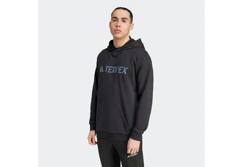 adidas Herren Terrex Multi Large Logo Hoodie, Black, XXL - Hoodie für Herren, aus 70 % recyceltem Material, mit angorauter Innenseite und praktischer Kängurutasche – ideal für umweltbewusste Sportler.