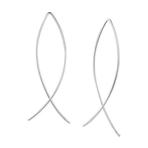 Monkimau - Stab Ohrringe, Ohrstecker, Ohrschmuck - aus 925 Sterling Silber - Motivgröße ca. 13 x 50 mm - für Damen und Mädchen - handgefertigt, hypoallergen und kleine Geschenkidee