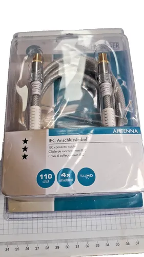 Schwaiger HQ 3m IEC Kabel TV Antennenkabel 110db 4fach Geschirmt Vergoldet Coax