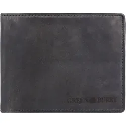 Greenburry Vintage Washed Geldbörse aus Leder - Grau, 13 cm - Hochwertige Herrengeldbörse aus echtem Rindsleder mit viel Platz für Kreditkarten und Bargeld. Praktische Logoprägung und drei Ausweisfächer machen sie zum idealen Begleiter.