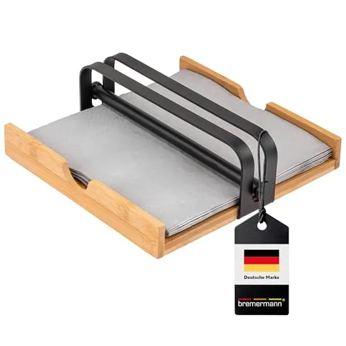 bremermann Serviettenhalter aus Bambus mit Metallbeschwerer, Serviettenspender