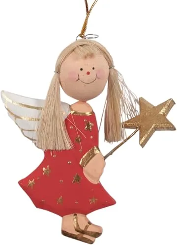 GURU SHOP Schutzengel, Weihnachtsengel, Christbaumschmuck - 7, rot