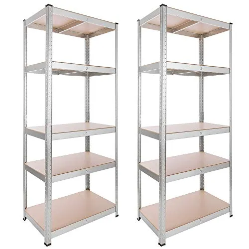Arebos Schwerlastregal 2er Set | 875kg Tragkraft - Standregale mit einfachem Stecksystem für schnelle Montage, ideal für Keller, Garage oder Büro. Hohe Stabilität und vielseitig nutzbar, auch als Werkbank.