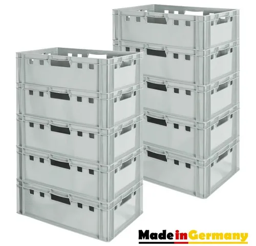 Kingpower Allzweckkiste Fleischkiste Stapelkiste E2 Fleischerkiste Eurobox Metzgerkiste Grau (10 St)
