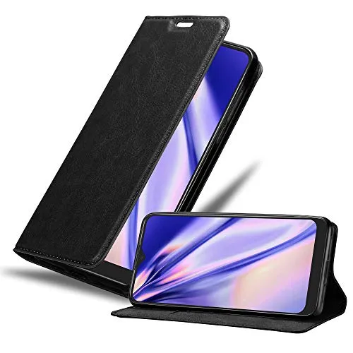 Cadorabo Hülle kompatibel mit Alcatel 3L 2020 aus Premium Kunst Leder Flip Klappbare Stoßfeste Magnetische [Standfunktion] [Kartenfächern] Cover Hülle für Alcatel 3L 2020 Tasche in Schwarz