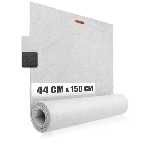 com-four® Premium Tischband aus Filz - 44 x 150 cm - Dekoration für die Festliche Tafel - Tischläufer als Tischdekoration - Lange, schmale Tischdecke abwaschbar (Grau)