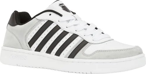 K-Swiss Court Palisades Herren Turnschuh - Weiß/Grau/Schwarz, Größe 43 EU - Herren-Sneaker mit hochwertigem Leder-Obermaterial und Gummi-Laufsohle für optimalen Komfort und Langlebigkeit.