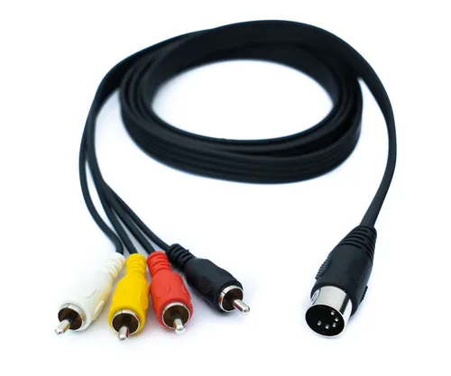 Cinch 4 RCA Kabel 150 cm Stecker zu DIN 5 polig Stecker Stereo Adapter Schwarz