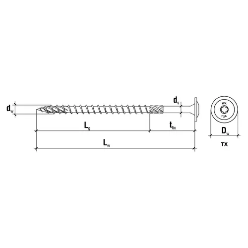 Tellerkopfschrauben weiß verzinkt - 50 Stück 8x300mm TX40 - Holzschrauben mit ETA-18/0817, TX-Antrieb für optimale Kraftübertragung, Doppelgewinde für schnelleren Anbiss und Wachs-Gleitbeschichtung für längere Akkulaufzeiten – keine Vorbohrung nötig!