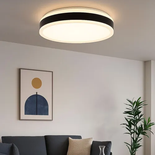 Deckenleuchte Dimmbar 50 cm - Elegante LED Metall Schwarz - Lampen - Moderne LED-Deckenleuchte mit TRIAC-Dimmfunktion für individuelle Lichtstimmungen und 4400 Lumen, ideal für Wohnräume, Hotels oder Restaurants.