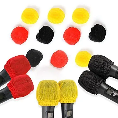 Stück hygienische Einwegmikrofonabdeckungen, antibakteriell, Vlies, für die meisten tragbaren Mikrofone, für Karaoke, Konzerte, Karaoke-Aufnahmen (50 Schwarz, 25 Rot, 25 Gelb) 100