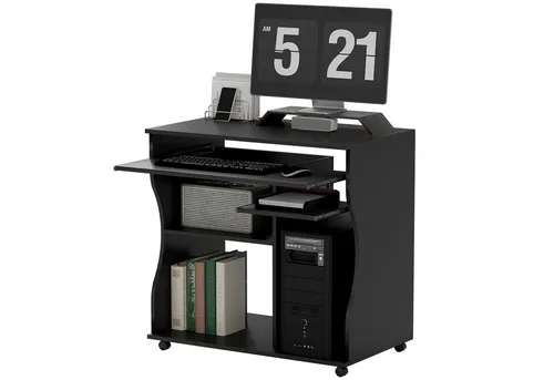 furnicato Schreibtisch Computertisch mit Rollen, 80 x 48 x 75 cm, Schwarz - Vielseitiger Schreibtisch mit praktischen Rollen für flexibles Arbeiten, ideal für Homeoffice oder Büro. Modernes Design in Schwarz, einfach zu bewegen und platzsparend.