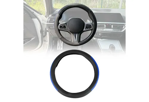 OMAC Lenkradbezug Lenkradschoner Lenkrad abdeckung Schwarz Halbmond Blau Ø 38-40 cm, (1-tlg), Geruchlos, Leicht Anpassbar, Flexibel