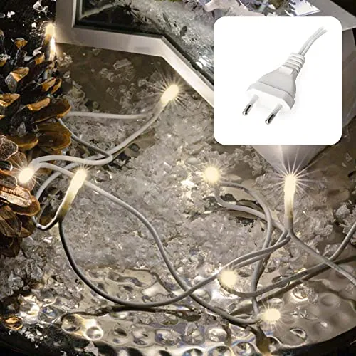 hellum Lichterkette 10 LED, 1,35m Länge, Lichterkette innen, klassisch warmweiß, 59lm, weiß mit Stecker, für Weihnachtsbaum 579109