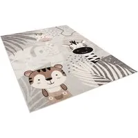 Pergamon Kinder Teppich Softstar Kids Safari Friends Grau 120x170cm