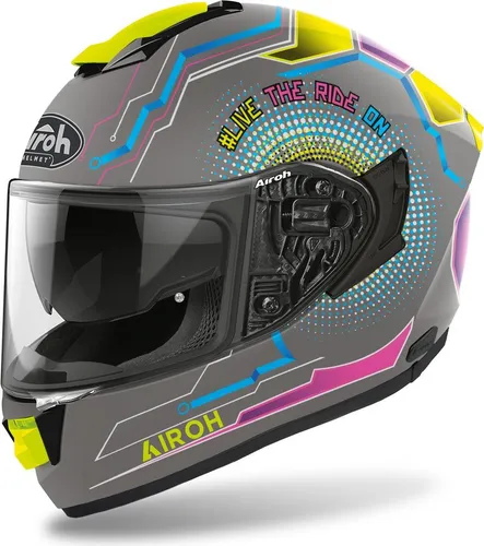 Airoh ST 501 Power Matt Integralhelm grau, XL - Motorradhelm mit klarer Pinlock-Scheibe und integrierter Sonnenblende, aus leichtem Composite-Fibre für optimalen Komfort und Sicherheit.