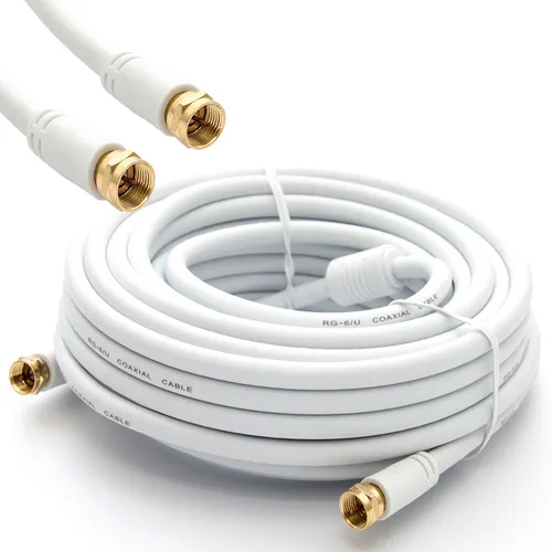 PremiumX 10m SAT Antennenkabel F-Stecker TV Anschlusskabel Satelliten Kabel Weiß