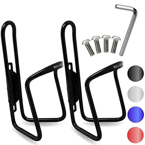 HiLo sports 2er Set Flaschenhalter Fahrrad - [Mit Schrauben & Werkzeug] - Rostfreie Fahrrad Trinkflaschenhalterung aus Aluminium - Getränkehalter Fahrrad