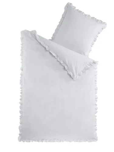 Optidream Bettwäsche Set Renforcé 135x200 Baumwolle silber silber, Renforcé, 2 teilig, Sommer Geschenke Idee Frauen Männer weich sale Reißverschluss Partner