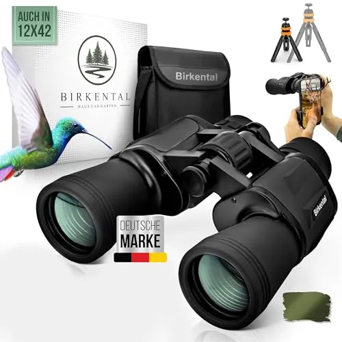 Birkental Fernglas Erwachsene 10x50 inkl. Zubehör-Anfänger und Profis-HD Zoom,wasserdicht,leicht,kompakt-auch für Brillenträger-breites Sichtfeld Feldstecher-Jagd,Vogelbeobachtung,Astronomie (Schwarz)