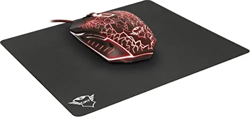 Trust GXT 783 Gaming Izza Maus & Mauspad Set - Maus & Mauspad Set mit 2400 DPI, ergonomischem Design und LED-Beleuchtung für ein optimales Gaming-Erlebnis. Ideal für passionierte Gamer!