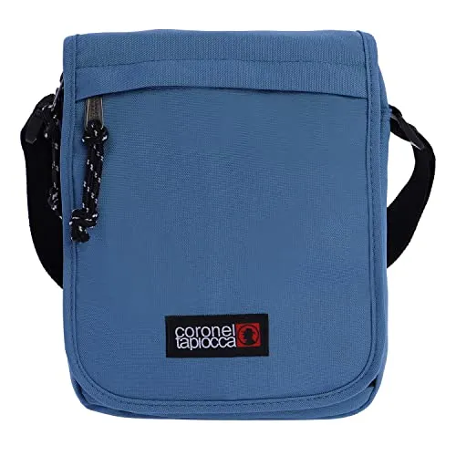 Coronel Tapiocca Herren Klappe Urban Umhängetasche Casual Flap Shoulder Bag Schultertaschen, 19x24x5 cm, Hellblau, 19 x 24 x 5 cm, 0LX8857