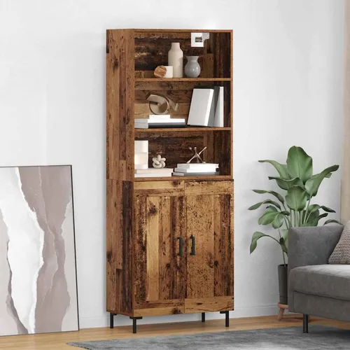 vidaXL Highboard Altholz 69,5 x 34 x 180 cm – Stilvolles Stauraumwunder - Modernes Highboard aus robustem Holzwerkstoff mit elegantem Design, ideal für Ess- und Wohnräume. Bietet viel Stauraum und unterstreicht jeden minimalistischen Einrichtungsstil.